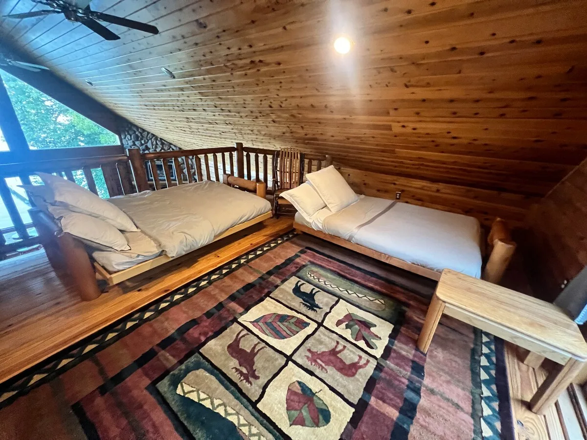 Loft futon sofas with rustic fabric, perfect for extra sleeping or lounging